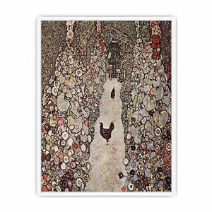 Garden with Roosters by Gustav Klimt Framed Print