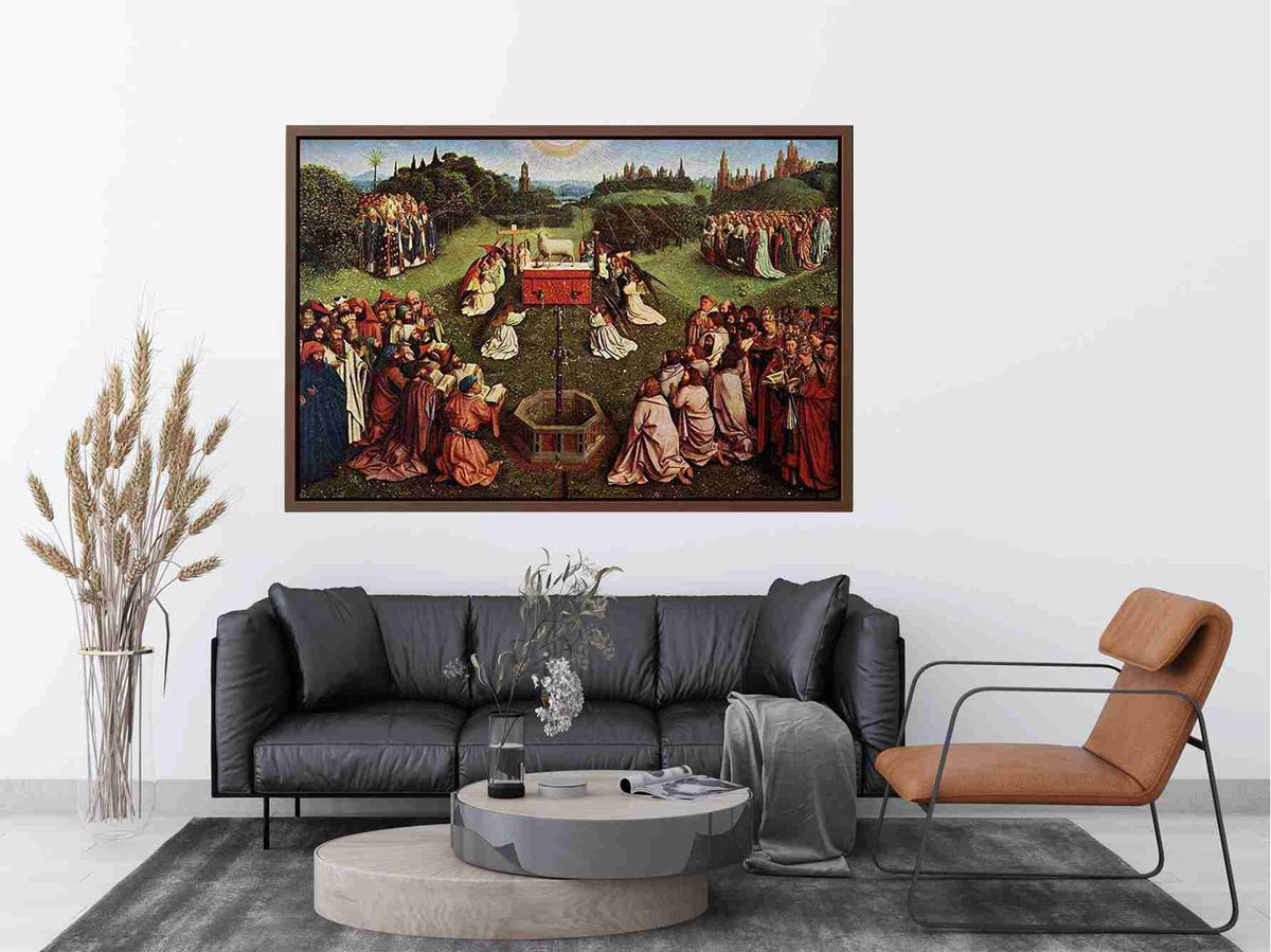 The Ghent Altarpiece- Adoration of the Lamb 1425-29 by Jan Van Eyck Painting