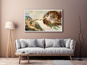 Creation of adam by Michelangelo Buonarroti Painting