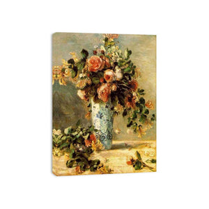 Roses And Jasmine In A Delft Vase by Pierre Auguste Renoir Painting