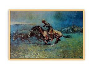 Remington Stampede by Frederic Remington Streched canvas