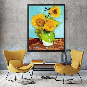 Sunflowers on Green By Van Gogh Painting