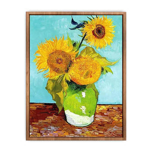 Sunflowers on Green By Van Gogh Poster
