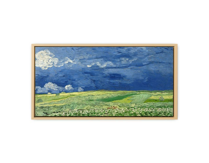 Wheatfield under thunderclouds framed Print