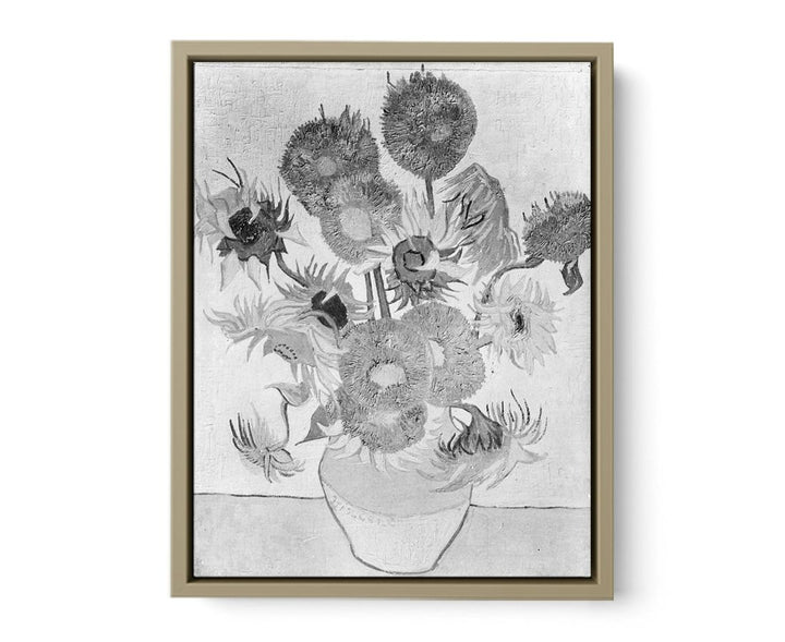 Sunflower Black & White by Van Gogh framed Print