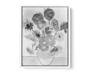 Sunflower Black & White by Van Gogh Painting