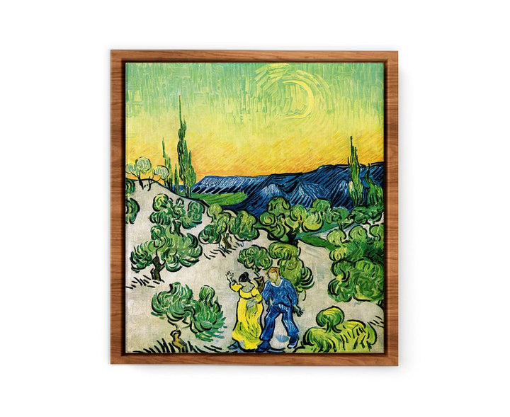 Couple In Olive tree with Crescent Moon Glish Painting  Painting