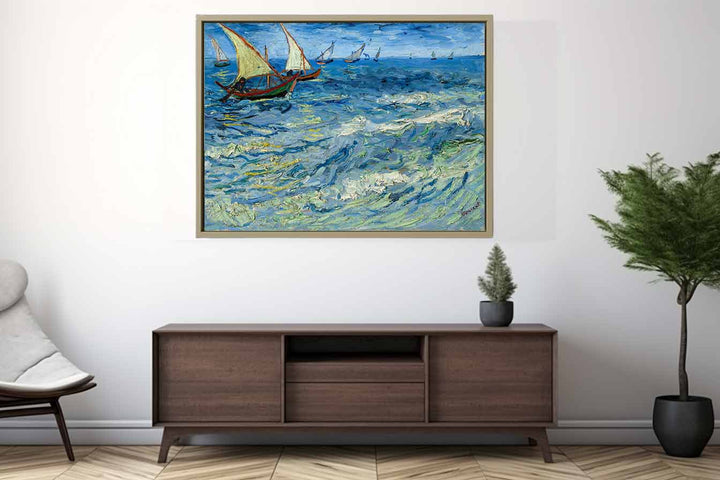 Seascape Boats Painting Art Print