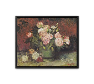 Bowl with Peonies and Roses canvas Print