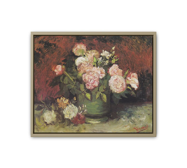 Bowl with Peonies and Roses framed Print