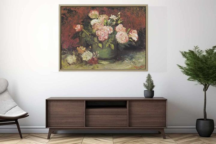 Bowl with Peonies and Roses Art Print