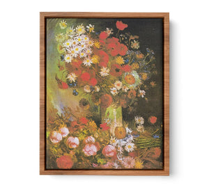 Vase with cornflowers and poppies, peonies and chrysanthemums Painting