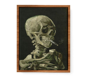 Head of a skeleton with a burning cigarette, Painting