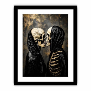 skull lovers gothic wall art canvas black aesthetic skeleton couple dark romance modern edgy home decor