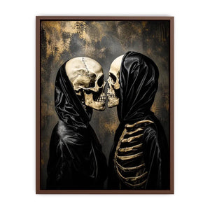 skull lovers gothic wall art canvas black aesthetic skeleton couple dark romance modern edgy home decor