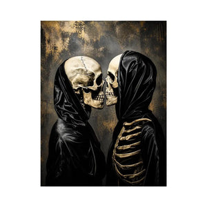 skull lovers gothic wall art canvas black aesthetic skeleton couple dark romance modern edgy home decor