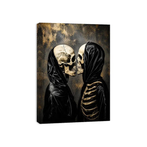 skull lovers gothic wall art canvas black aesthetic skeleton couple dark romance modern edgy home decor