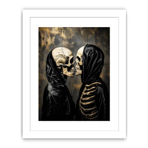 skull lovers gothic wall art canvas black aesthetic skeleton couple dark romance modern edgy home decor