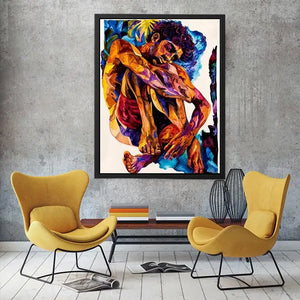 abstract figurative colorful wall art modern canvas expressive human form vibrant contemporary decor USA global