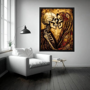 gothic skull lovers vintage wall art skeleton couple romantic dark canvas antique aesthetic decor USA global