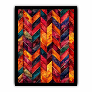 Colorful geometric chevron pattern watercolor abstract modern wall art design