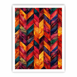 Colorful geometric chevron pattern watercolor abstract modern wall art design