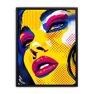 Bold pop art woman face colorful modern portrait wall art canvas design