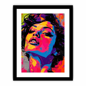Abstract colorful pop art woman portrait bold modern canvas wall art design