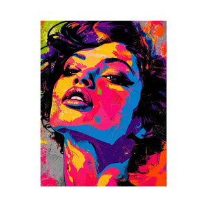 Abstract colorful pop art woman portrait bold modern canvas wall art design