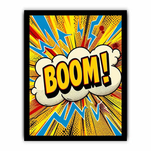 Comic style boom explosion pop art colorful modern wall art canvas print