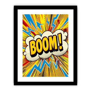 Comic style boom explosion pop art colorful modern wall art canvas print