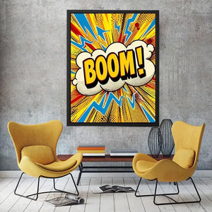 Comic style boom explosion pop art colorful modern wall art canvas print