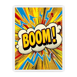 Comic style boom explosion pop art colorful modern wall art canvas print