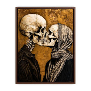 Gothic skeleton couple kissing romantic skull wall art vintage style canvas