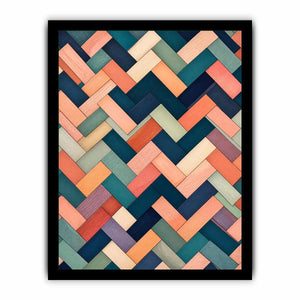abstract geometric pastel pattern modern wall art coral teal canvas decor