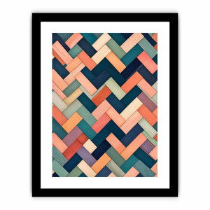 abstract geometric pastel pattern modern wall art coral teal canvas decor