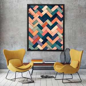 abstract geometric pastel pattern modern wall art coral teal canvas decor