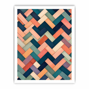 abstract geometric pastel pattern modern wall art coral teal canvas decor