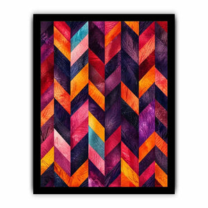 abstract chevron colorful modern wall art magenta orange geometric canvas decor