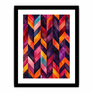 abstract chevron colorful modern wall art magenta orange geometric canvas decor