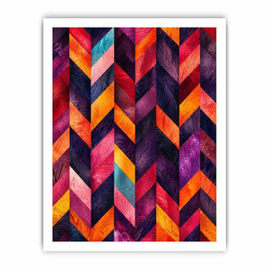 abstract chevron colorful modern wall art magenta orange geometric canvas decor