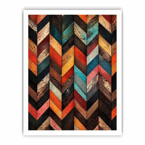 rustic chevron wood pattern farmhouse modern wall art textured earthy canvas decor