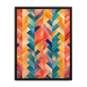 colorful chevron abstract modern boho wall art coral teal geometric canvas decor