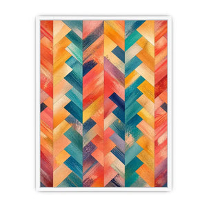 colorful chevron abstract modern boho wall art coral teal geometric canvas decor