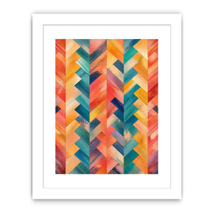 colorful chevron abstract modern boho wall art coral teal geometric canvas decor