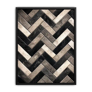 black white herringbone textured modern luxury wall art neutral geometric canvas decor