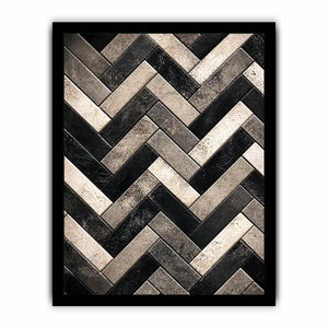 black white herringbone textured modern luxury wall art neutral geometric canvas decor