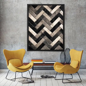 black white herringbone textured modern luxury wall art neutral geometric canvas decor