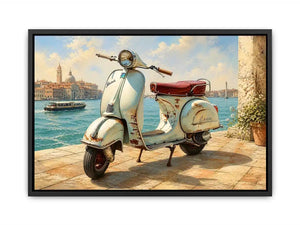 vintage vespa coastal mediterranean wall art travel seaside canvas decor