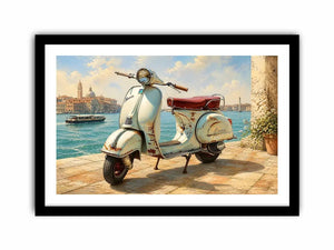 vintage vespa coastal mediterranean wall art travel seaside canvas decor